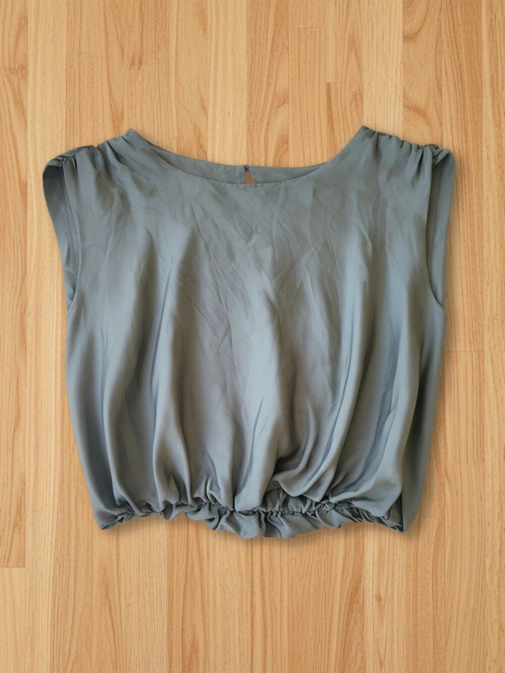Anthropologie Knitted & Knotted Sage Green Elastic Hem Top Size XS